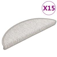 VidaXL Trapmatten zelfklevend 15 st sisal-look 56x17x3 cm platinakleur