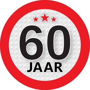 60 jaar leeftijd sticker rond 9 cm verjaardag versiering