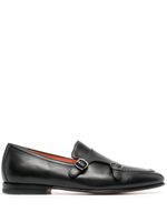 Santoni chaussures en cuir à double boucles - Noir - thumbnail