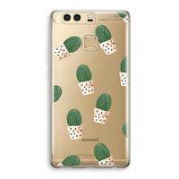 Cactusprint roze: Huawei P9 Transparant Hoesje