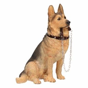 Beeldje Duitse Herdershond - met riem - 19 cm - honden beeldjes