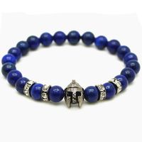 Kralen heren armband Blue Lapis Lazuli Spartan Helmet