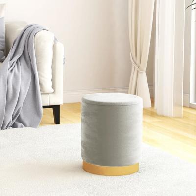 Hocker met opbergruimte rond fluweel lichtgrijs