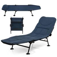 Opklapbaar Campingbed Licht Draagbaar Campingbed met 6-Standen Verstelbare Rugleuning Liggend Campingbed voor Kantoor Reizen