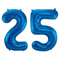 Cijfer 25 ballon blauw 86 cm - thumbnail
