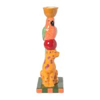Kandelaar luipaard en vogel - multikleur - 25.8 cm