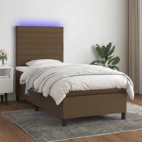 Boxspring met matras en LED stof donkerbruin 80x200 cm