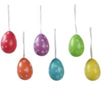 Paaseieren met stippen - 6x stuks - kunststof - gekleurd - D4 x H6 cm - paasdecoraties