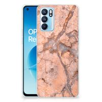 OPPO Reno 6 5G TPU Siliconen Hoesje Marmer Oranje