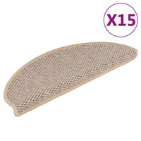 VidaXL Trapmatten zelfklevend 15 st sisal-look 65x21x4 cm lichtbeige
