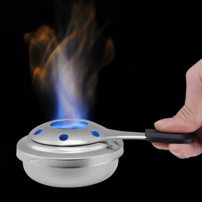 Outdoor Mini roestvrijstalen handvat alcohol kachel Camping brandstof kleine hete pot winddicht alcohol kachel grootte: 9.5 cm
