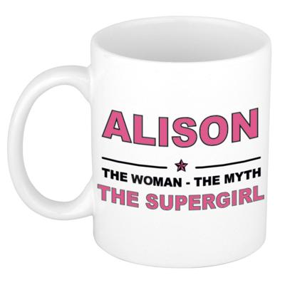 Alison cadeau mok - Woman Myth Supergirl - naam koffiemok - 300 ml - collega - moederdag