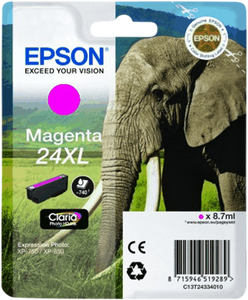 Epson Elephant Singlepack Magenta 24XL Claria Photo HD Ink