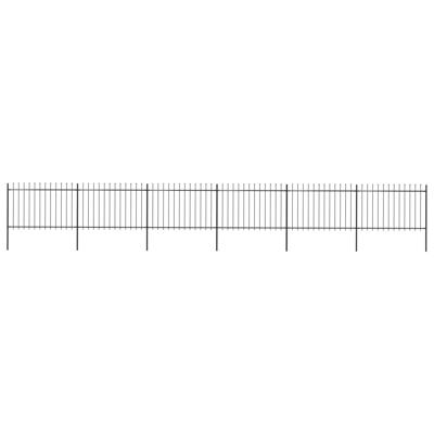 Tuinhek met speren bovenkant 10,2x1,2 m staal zwart