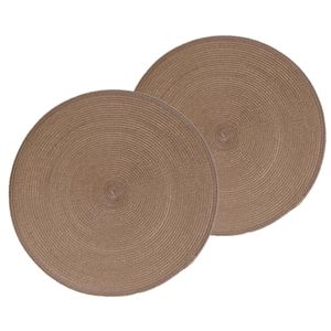 Set van 6x stuks placemats gevlochten kunststof taupe 38 cm