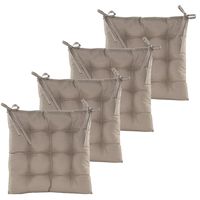 Stoelkussen gewatteerd - 4x - taupe - 38 x 38 cm - binnen/buiten