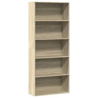 Boekenkast 80x30x189 cm bewerkt hout sonoma eikenkleurig