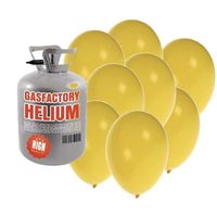 Helium tankje met 50 gele ballonnen   -