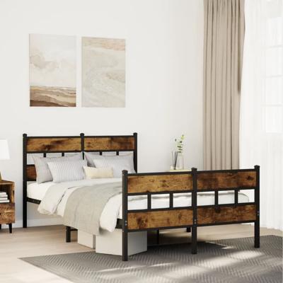 Bedframe zonder matras metaal gerookt eikenkleurig 120x190 cm