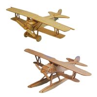 Set van 2x stuks houten bouwpakket speelgoed vliegtuigen   -