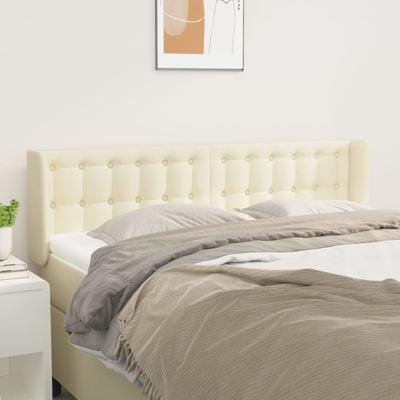 Hoofdbord met randen 147x16x78/88 cm kunstleer crèmekleurig