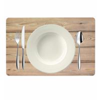 Bellatio design Placemat - 4 stuks - hout look - bruin - 43 x 28 cm