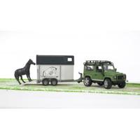 bruder Land Rover Defender met paardentrailer modelvoertuig - thumbnail