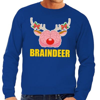 Foute kersttrui braindeer blauw voor heren Foute kersttrui braindeer blauw voor heren