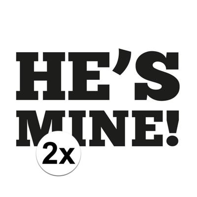 Bruiloft fun artikel - 2x - He is Mine sticker - voor onder je schoen - 5 x 5 cm - mini stickers