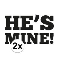 Bruiloft fun artikel - 2x - He is Mine sticker - voor onder je schoen - 5 x 5 cm - mini stickers