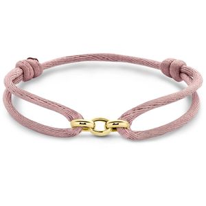 Armband geelgoud-satijn goudkleurig-zachtroze 13-26 cm