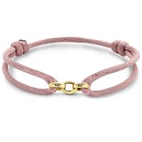 Armband geelgoud-satijn goudkleurig-zachtroze 13-26 cm