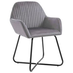 The Living Store Eetkamerstoelen - Fluweel - Grijs - 61 x 61 x 84 cm