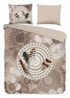 HIP Dekbedovertrek "mandala&apos;s en veren" - Taupe - (200x200/220 cm) - Katoen Flanel