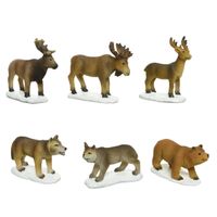 6x stuks kerstdorp accessoires dieren/rendieren