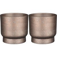 2x stuks plantenpot/bloempot Sintra terracotta koper met flakes patroon - D22/H20 cm - thumbnail