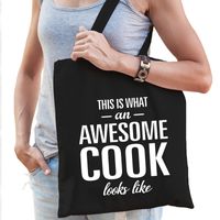 Awesome cook / kok cadeau tas zwart voor dames   - - thumbnail