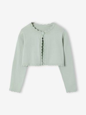 Bolero voor meisjes met een praktische opening saliegroen