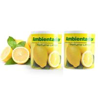 Geur gel Citroen geur - 2x - 95 gram - geur blikje - 6 x 7 cm - auto/interieurparfum/luchtverfrisser