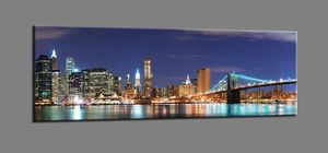 Schilderij - New York Nacht, Multi-gekleurd, 120X40cm, 1luik