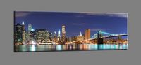 Schilderij - New York Nacht, Multi-gekleurd, 120X40cm, 1luik