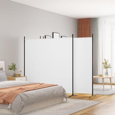 Kamerscherm met 4 panelen 698x180 cm stof wit