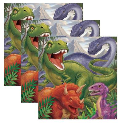 Dinosaurus dieren thema - tafel servetten - 33 x 33 cm - 48x stuks - papier - wegwerp