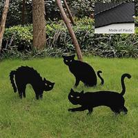 Halloween decoraties buiten 3ct zwarte kat decor tuinborden met inzet acryl eng silhouet waterdichte gazondecoraties voor kinderen familie thuisfeest Lightinthebox - thumbnail