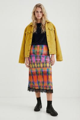 Geruite slim fit midirok - MATERIAL FINISHES - L Geruite slim fit midirok - MATERIAL FINISHES - L