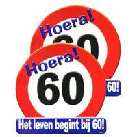 2x stuks hulde stopbord 60 jaar verjaardags cadeau/versiering