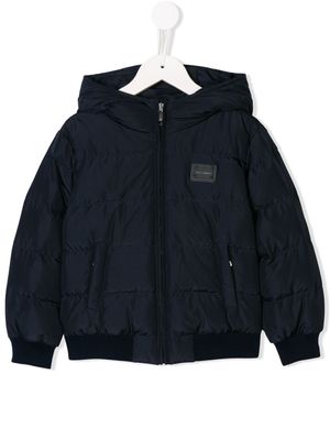 Dolce & Gabbana Kids veste bomber à capuche - Bleu