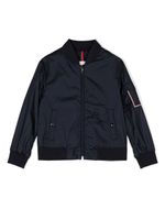 Moncler Enfant logo-patch bomber jacket - Bleu