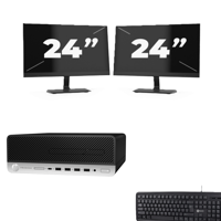 HP ProDesk 600 G5 SFF - Intel Core i5-9e Generatie - 8GB RAM - 256GB SSD - Windows 11 + 2x 24 inch Monitor