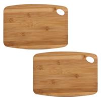 Zeller Bamboe Houten keuken Snijplank - 2x - Rechthoekig met Oog - 26 x 18 cm